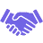 Two cartoon hands interlocked in a handshake