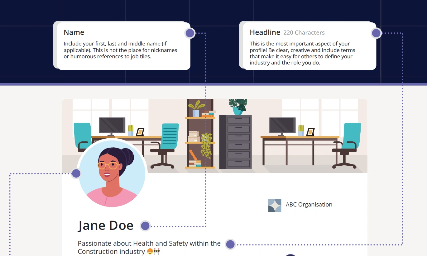 A screenshot from a document mimicking a LinkedIn profile.