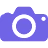 Purple camera icon with the lens facing the screen