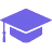 Small purple graduation hat icon