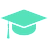Small green graduation hat icon