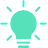 Green lightbulb icon with lines representing light from the top of the bulb